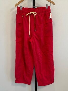 NWT Free People Movement In the Wild Fleece Lined  Red Jogger Pants Boho Gorp Sm